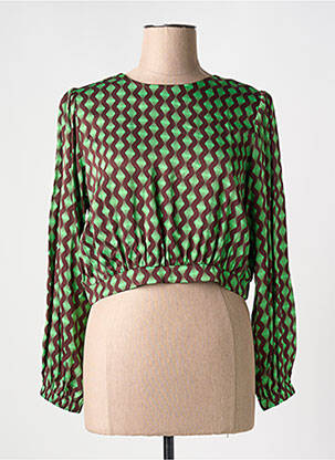 Blouse imprimé fantaisie manches longues vert SURKANA femme