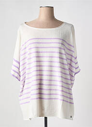 Pull col bateau manches 3/4 violet CREAM femme