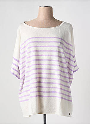 Pull col bateau manches 3/4 violet CREAM femme