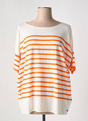 Pull col bateau manches 3/4 orange CREAM femme