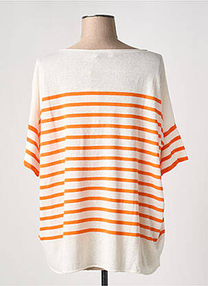 Pull col bateau manches 3/4 orange CREAM femme