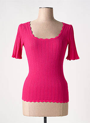 Pull stretch manches courtes rose JULIE GUERLANDE femme