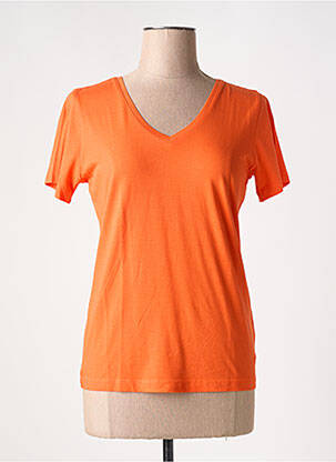 T-shirt col v manches courtes orange CREAM femme