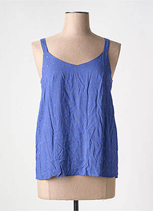 Top col v fines bretelles bleu LOLA ESPELETA femme