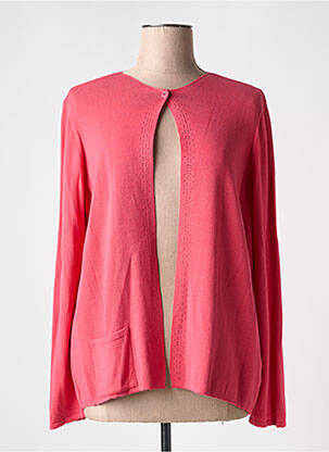 Gilet manches longues col rond rose I.ODENA femme