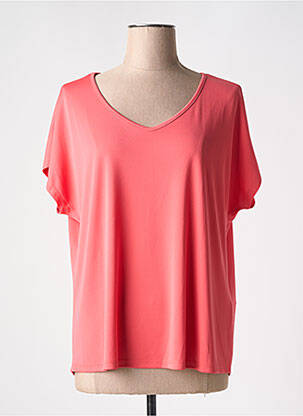 T-shirt col v manches courtes rose TINTA STYLE femme