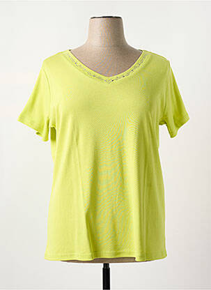 T-shirt col v manches courtes vert I.ODENA femme