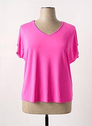 T-shirt col v manches courtes rose TINTA femme