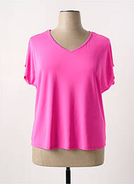 T-shirt col v manches courtes rose TINTA femme