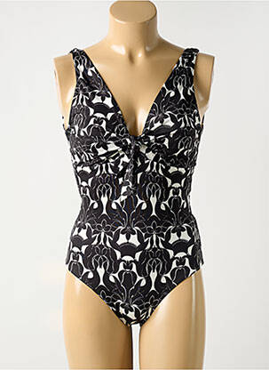 Maillot de bain 1 pièce imprimé fantaisie haut triangles noir SURKANA femme