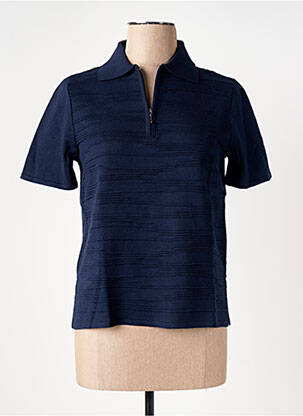 Polo coupe cintrée manches courtes bleu THEL ELEGANCE femme