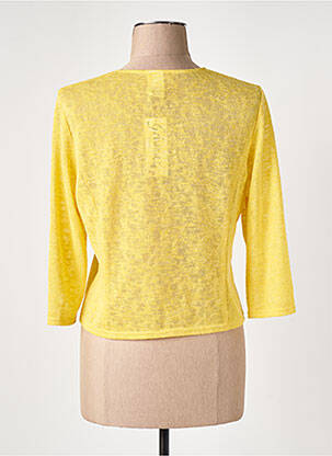 Gilet manches longues col rond jaune GEVANA femme