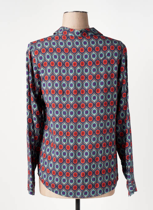 Chemisier imprimé fantaisie manches longues bleu FELINO femme