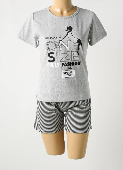 Pyjashort col rond gris EVEN femme
