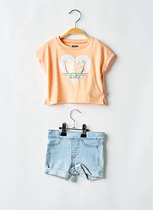 Ensemble short coupe droite orange LEVI'S fille