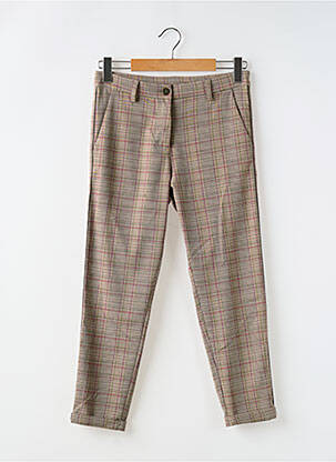 Pantalon 7/8 fermeture zippée sous rabat boutonné taille normale marron IMPERIAL femme