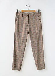 Pantalon 7/8 fermeture zippée sous rabat boutonné taille normale marron IMPERIAL femme