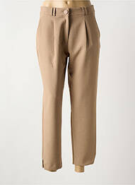 Pantalon chino fermeture zippée sous rabat boutonné taille haute marron SALSA femme