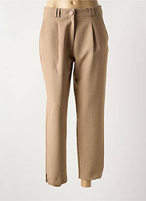 Pantalon chino fermeture zippée sous rabat boutonné taille haute marron SALSA femme