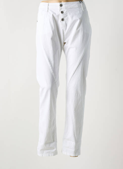 Jeans coupe slim stretch taille basse blanc PLEASE femme