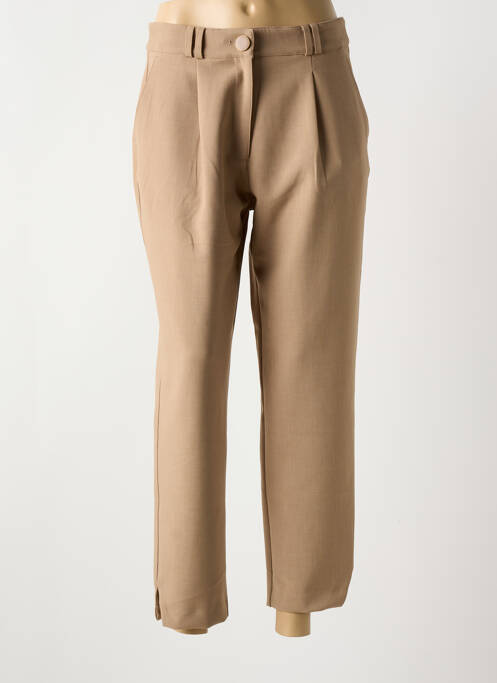 Pantalon chino fermeture zippée sous rabat boutonné taille haute marron SALSA femme
