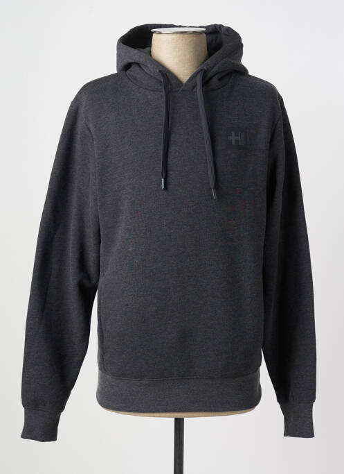Sweat-shirt à capuche tissage jersey manches longues gris HELVETICA homme