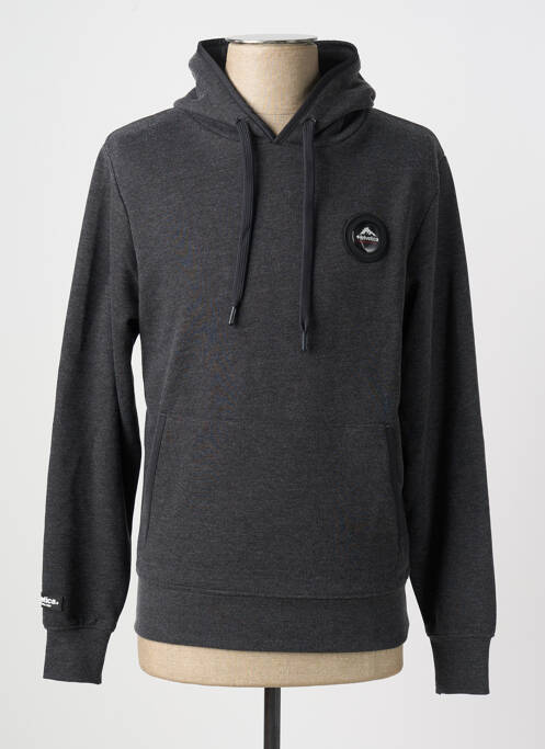 Sweat-shirt à capuche tissage jersey manches longues gris HELVETICA homme