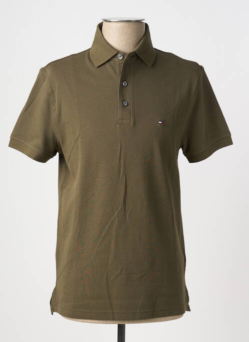 Polo stretch manches courtes vert TOMMY HILFIGER homme