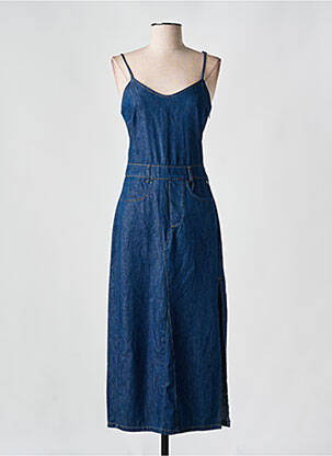 Robe longue coupe cintrée fines bretelles bleu FREEMAN T.PORTER femme
