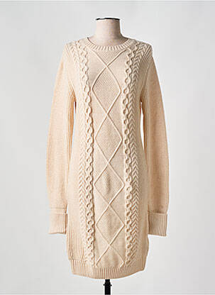 Robe mi-longue manches longues manches longues beige GUESS femme