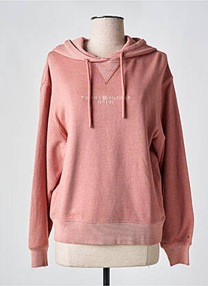 Sweat-shirt à capuche col v manches longues rose TOMMY HILFIGER femme
