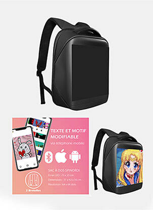 Sac à dos effet matière satinée noir SPIN BALENCE femme