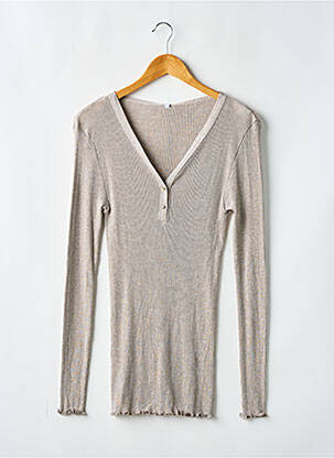 Pull stretch manches longues marron LISANZA femme