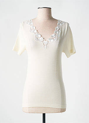 T-shirt col v manches courtes blanc LISANZA femme