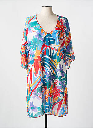 Robe de plage manches 3/4 bleu ANTIGEL femme