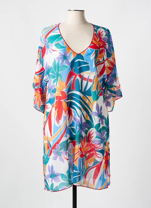 Robe de plage manches 3/4 bleu ANTIGEL femme