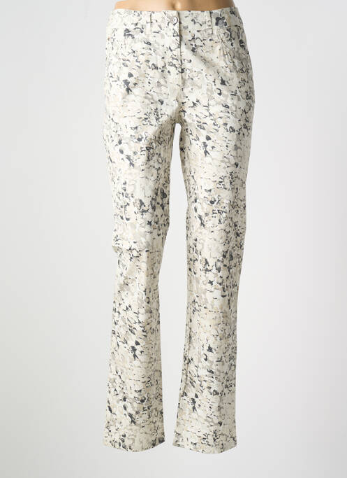 Pantalon slim tissage popeline taille normale beige PAUSE CAFE femme