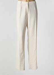 Pantalon droit tissage crêpe taille normale beige LISA CHESNAY femme