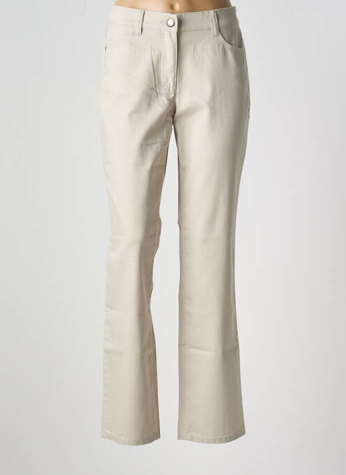 Jeans coupe droite stretch taille normale beige LEBEK femme
