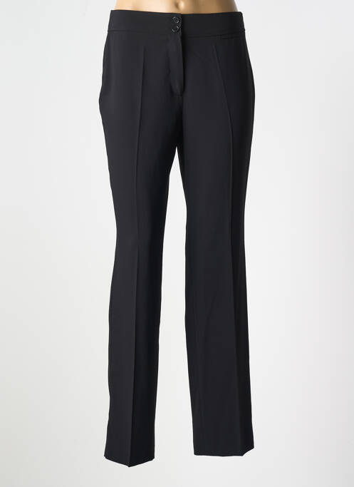 Pantalon droit fermeture zippée sous rabat boutonné taille normale noir LEBEK femme
