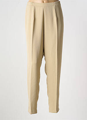 Pantalon droit tissage crêpe taille haute beige GRIFFON femme