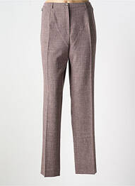 Pantalon droit taille à pinces taille haute marron GUY DUBOUIS femme