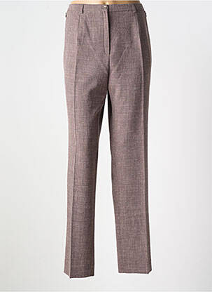 Pantalon droit taille à pinces taille haute marron GUY DUBOUIS femme