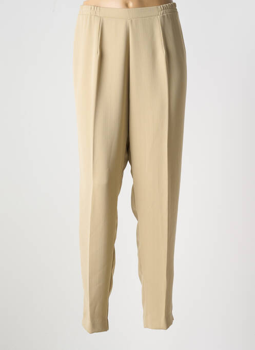Pantalon droit tissage crêpe taille haute beige GRIFFON femme