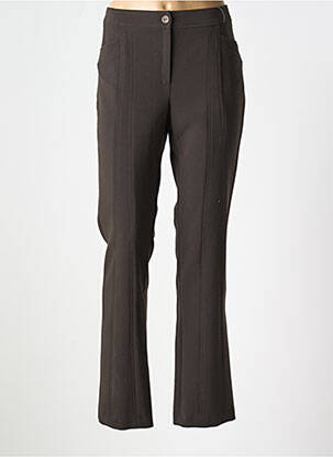 Pantalon droit fermeture zippée sous rabat boutonné taille normale marron JEAN DELFIN femme