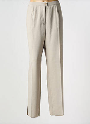 Pantalon droit fermeture zippée sous rabat boutonné taille normale beige KARTING femme