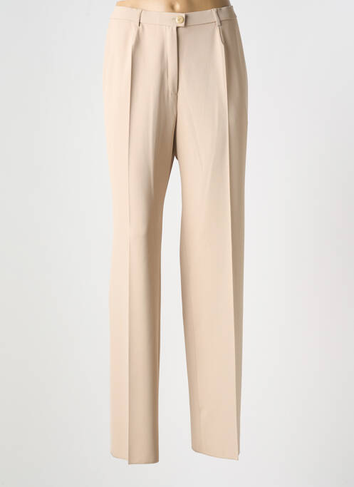 Pantalon droit fermeture zippée sous rabat boutonné taille normale beige KARTING femme