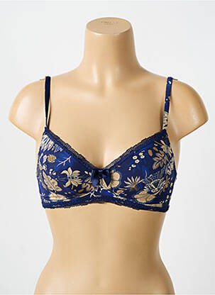 Soutien-gorge effet matière satinée haut triangles bleu ANTIGEL femme