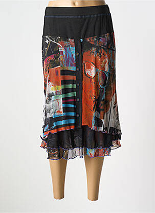 Jupe mi-longue noir QUATRE VINGT JOURS pour femme