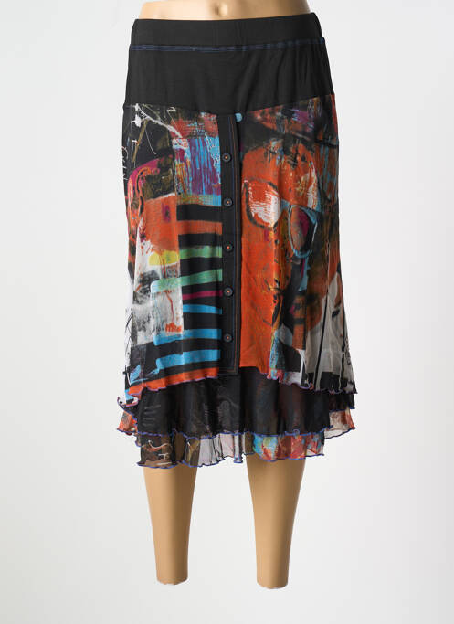 Jupe mi-longue noir QUATRE VINGT JOURS pour femme